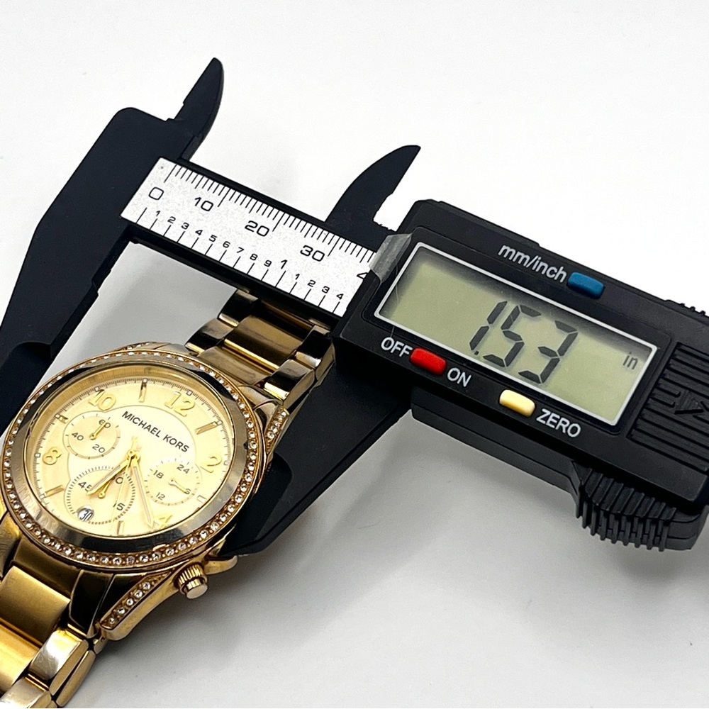 Michael Kors Blair Glitz Womens Watch MK5166 Gold Crystal Bezel 6" New Battery - Picture 11 of 13